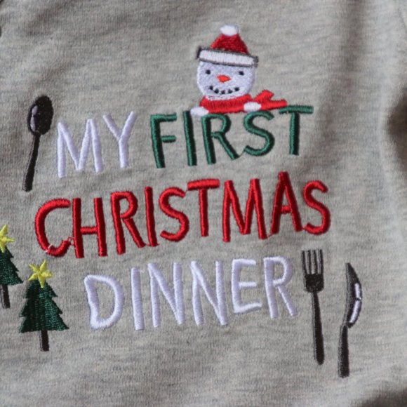 BOYS - sz 0-3M Little Wonders My 1st CHRISTMAS Infant Footed one piece Pajamas - Picture 3 of 4